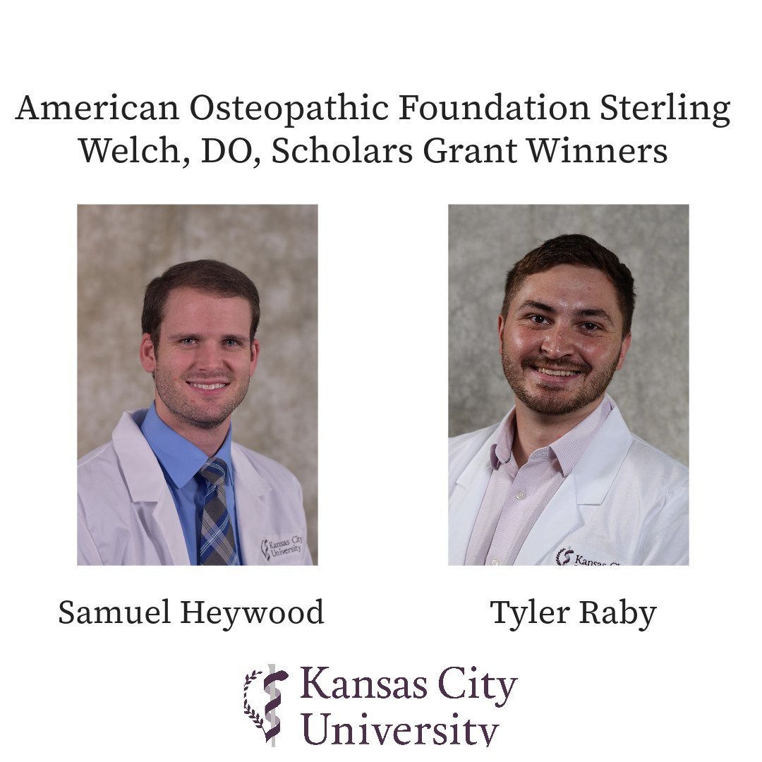 Two KCU students were honored during the @AOFDOgood 2023 Honors Gala in Orlando, Florida. Tyler Raby and Samuel Heywood received the AOF’s Sterling Welch, DO, Scholars Grant in recognition of their outstanding academic achievement and leadership.