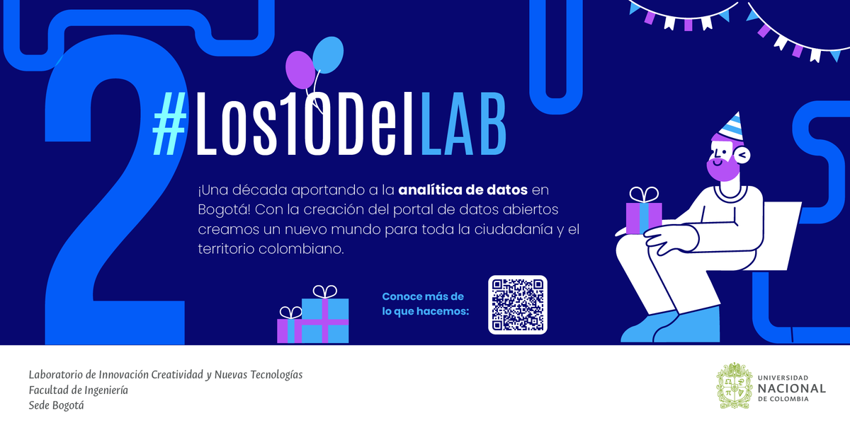 Lab101UNAL's tweet photo. #Los10DelLAB LAB101 🌐 y @Bogota 🏛 se unieron con determinación para liberar datos abiertos 🗂. Juntos, transformamos la ciudad con la luz de la transparencia y la innovación 📊✨. #Aniversario Conoce más 👉https://t.co/9M0LM06bAH https://t.co/5PO80QadUf