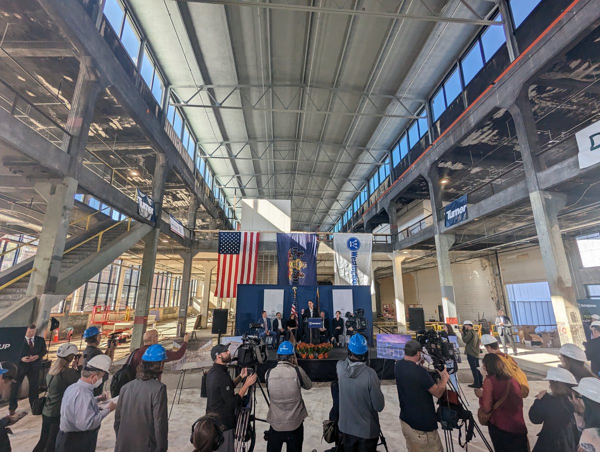 energybants's tweet photo. PITTSBURGH: Reactor manufacturing is returning to the Steel City.

Penn. @GovernorShapiro speaks at the launching of Westinghouse's eVinci microreactor factory in the town of Etna, named after the Italian volcano to describe the fires and furnaces of the steel mills here.

"I want to win at everything and I want Pennsylvania to be the best. That's why I'm excited about this facility."

Spicy words from the new governor.

He's citing the role this region played in the industrial revolution and how it continues now by manufacturing nuclear reactors.

He's a Democrat. Democrats are for nuclear. Republicans are for nuclear. The United States is for nuclear. It's an incredible change from the mood just a few years ago.

This building was built in 1902. It's been empty since the 1970s.

Now the lights are coming back on to make nuclear reactors to replace diesel generators for isolated communities and heavy industry.

These reactors are designed to make 5MW of electricity using high temperature. They have a design that would allow them to work in extreme remote locations, even on the moon, so that's being worked on too.

Moon reactors coming to yinz from Pittsburgh.

Nice
