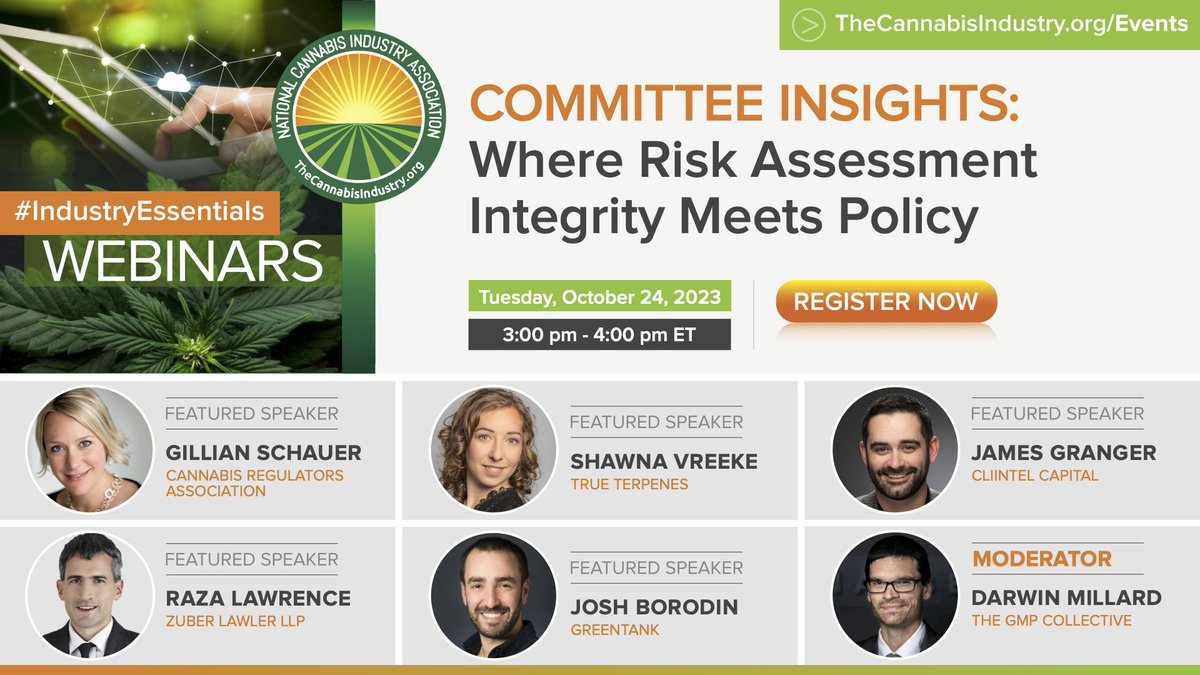 NCIAorg's tweet photo. Join our webinar featuring industry leaders who will unlock the secrets of risk assessment. Don't miss out on this exceptional opportunity!  - https://t.co/jrqUQcpOIs

#CannabisProfessionals #ElevateYourKnowledge #WebinarInsights https://t.co/D5x35VwuqY