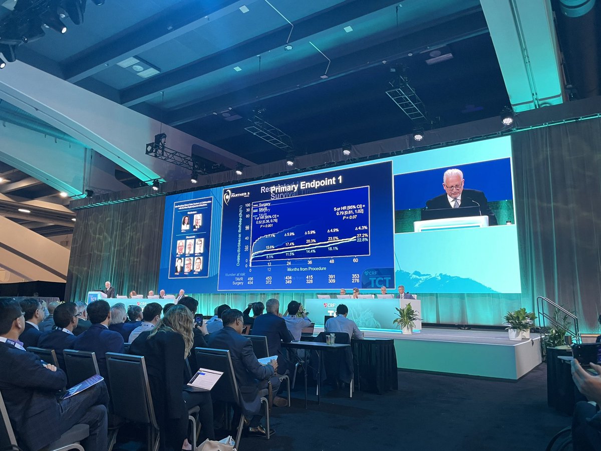 ShelleyWood2's tweet photo. Definitely some interesting findings with #PARTNER3 at 5 years. @michaelTCTMD is on the case. Stay tuned for his story on @TCTMD #TCT2023 https://t.co/xodwgweYM3
