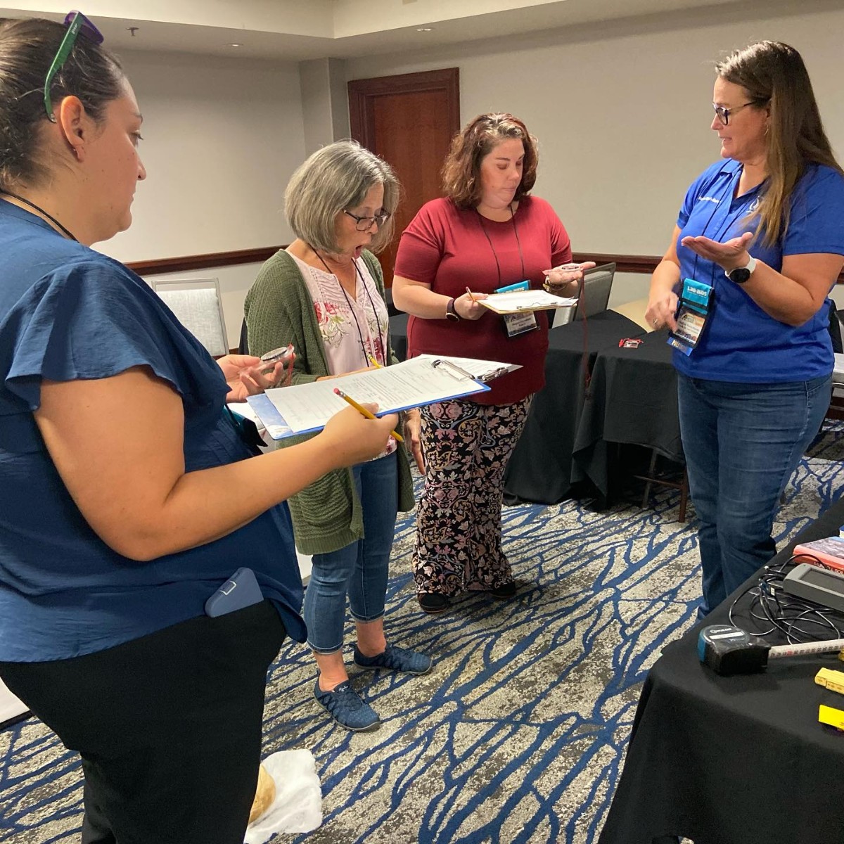 fgcu's tweet photo. The Bones of STEM - just in time for #spookyseason! 🦴👩🏽🔬 The Whitaker Center for STEM Education presented an engaging forensics crime scene at the 2023 Florida Association of Science Teachers conference. #FGCU #WingsUp #FASTConference #ForensicAnthropology https://t.co/vn23ryL7rD