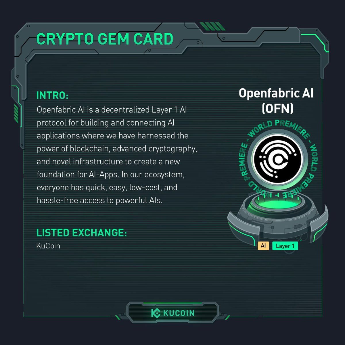 KuCoinLATAM's tweet photo. ¡Ya puedes operar con $OFN en #KuCoin!
🚀OFN/USDT: https://t.co/kPf04SH2Ym
Descubre más sobre Openfabric AI en la tarjeta #KuCoinCryptoGem.
#AI #Capa1
¿No tienes una cuenta de KuCoin? Registrate aquí (https://t.co/XOZI7unDvT) https://t.co/Z5lpHY5EuR