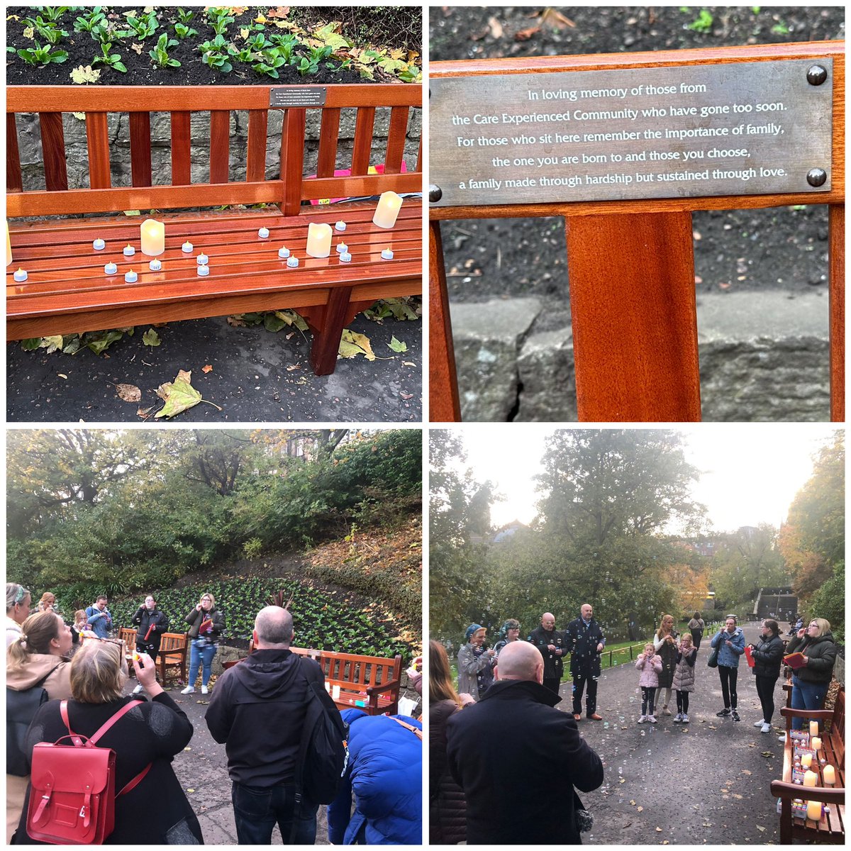Roseann11048201's tweet photo. I have had the loveliest day celebrating care experienced week with our TCAC drop in around health and well being to then celebrating the new bench in princess street gardens to remember those who are no longer here with us I can’t wait to celebrate the rest of the week #CEW23 ❤️ https://t.co/cvBqtuY087