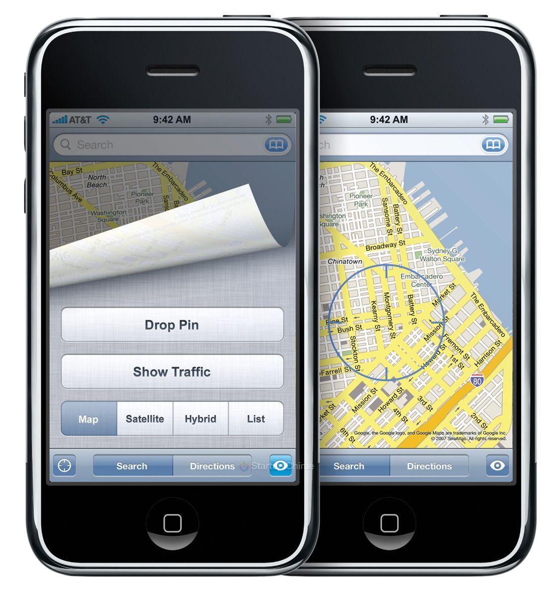thestartupchime's tweet photo. Maps on the original iPhone (2007) https://t.co/xTqk1aFULI