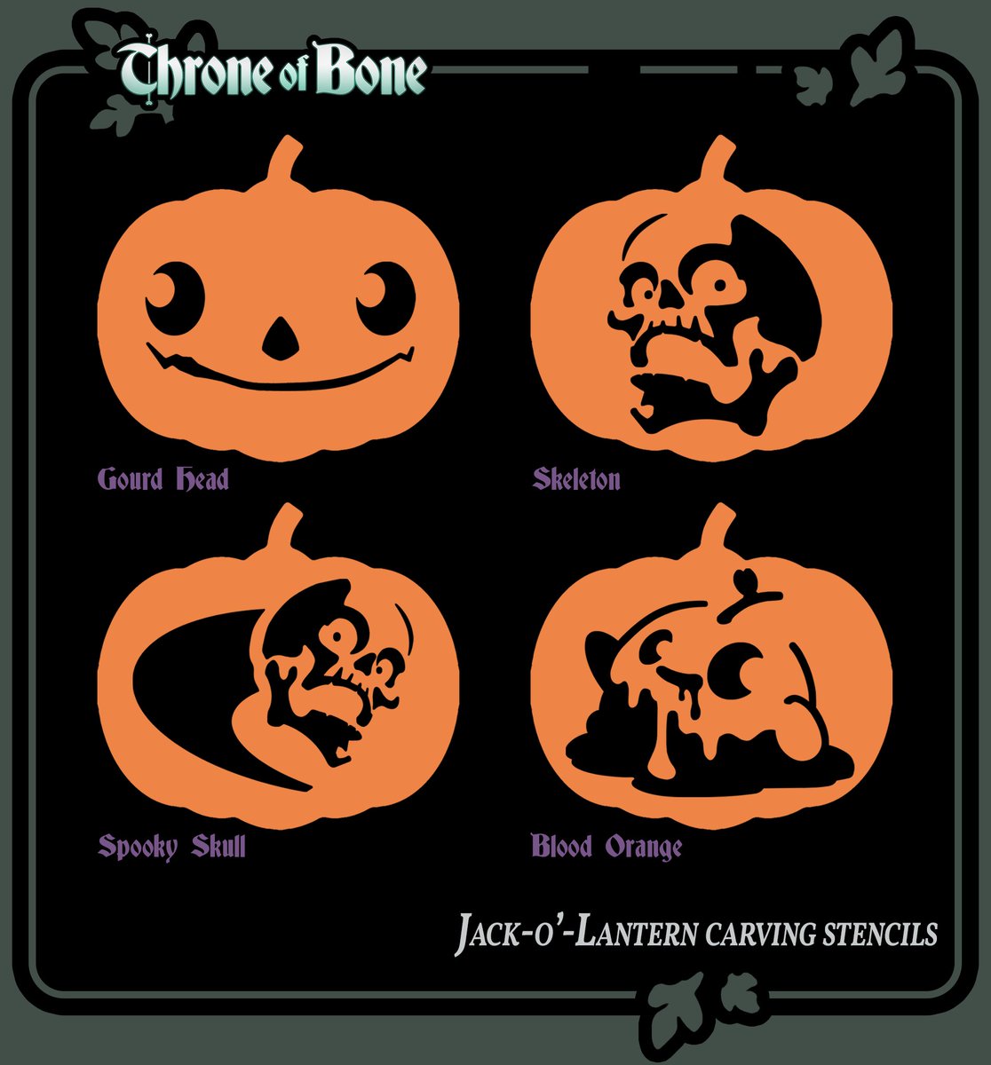 Our resident Pumpkinlord, <a href="/RyanBarryCG/">Ryan Barry</a>  has made some awesome Throne of Bone Jack-o'-lantern stencils! Join our Discord server for access to the stencils, then share your necro-minion pumpkins (or any carving you're proud of)!