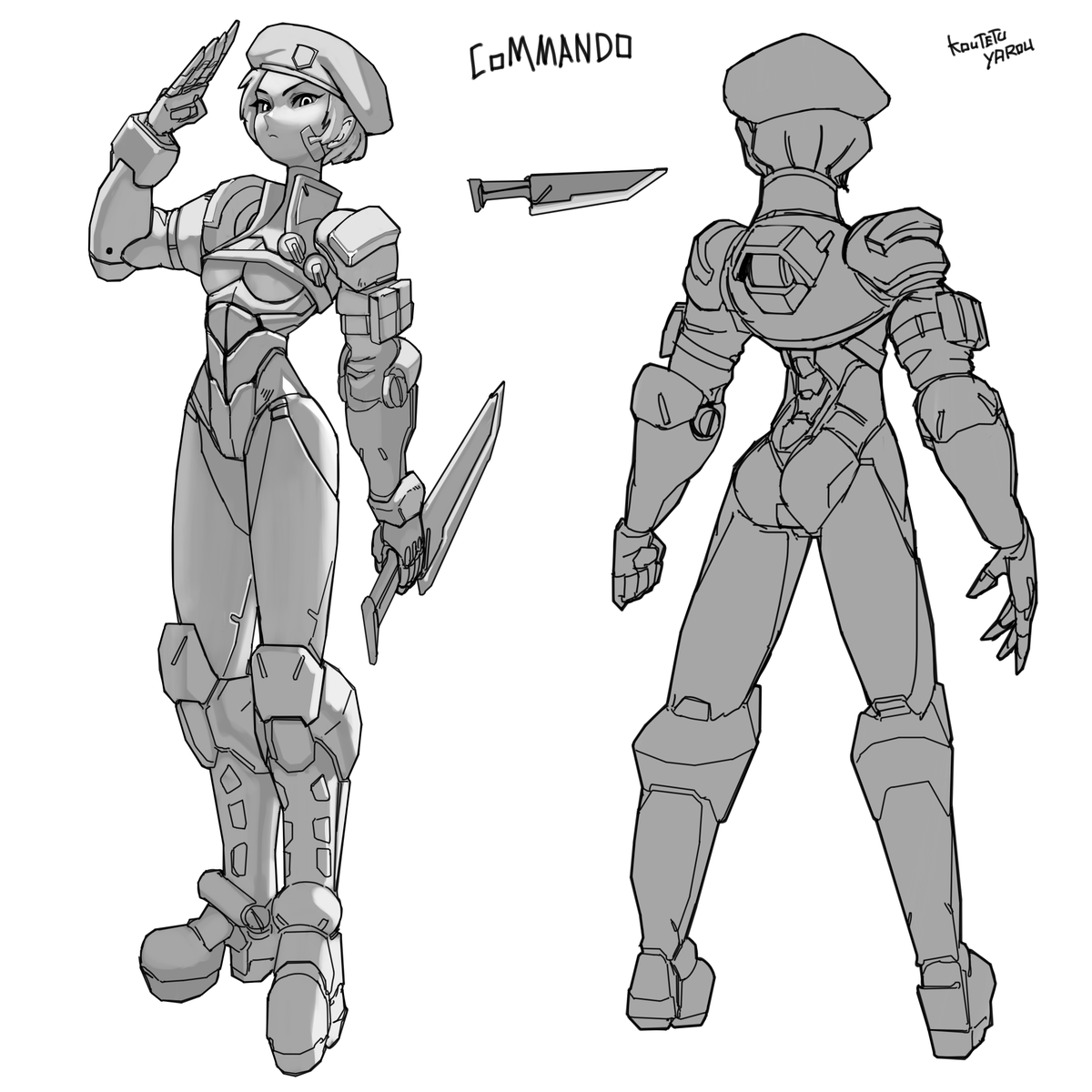 Character design commission from @/ProjectHeat1. 
COMMANDO. 