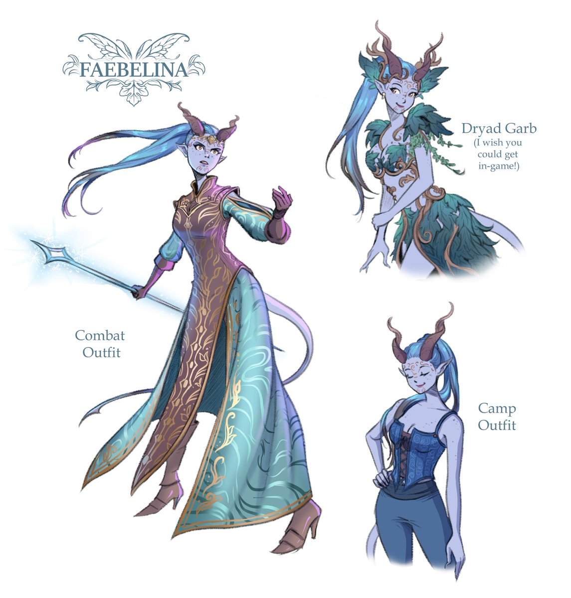 Some more doodles of my #BG3 character, Eilsid!