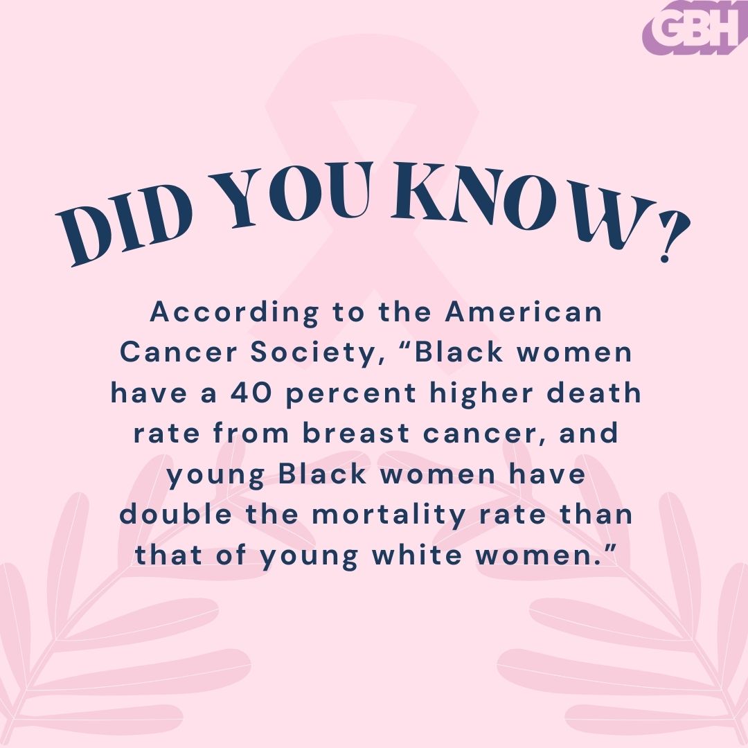 BasicBlackGBH's tweet photo. October is #BreastCancerAwarenessMonth, and new research highlights racial disparities that impact #CommunitiesOfColor in their treatment and recovery. Join our discussion about what #CancerSurvivorship looks like for #WomenOfColor, on FRIDAY at 7:30 pm. https://t.co/8yfebCZder