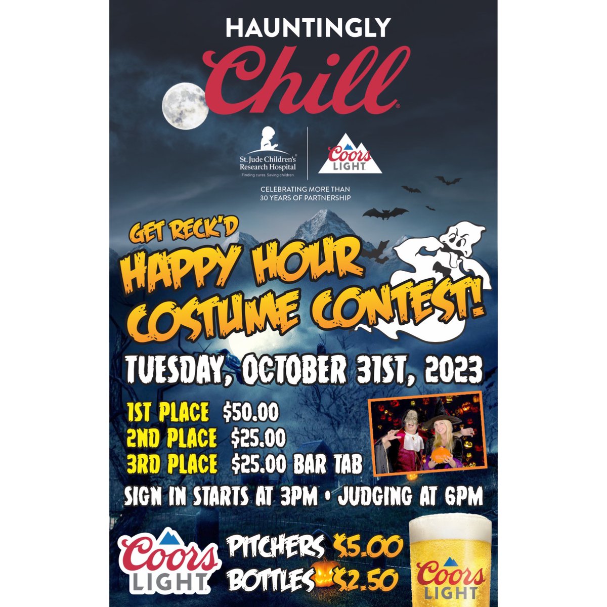 KayBevDist's tweet photo. Get Reck'd has plans for you on Halloween day👻👻 They're hosting a happy hour costume contest starting at 3 pm and will begin judging your spooktacular costumes at 6!!🍻🍻 https://t.co/4NIOiuk636