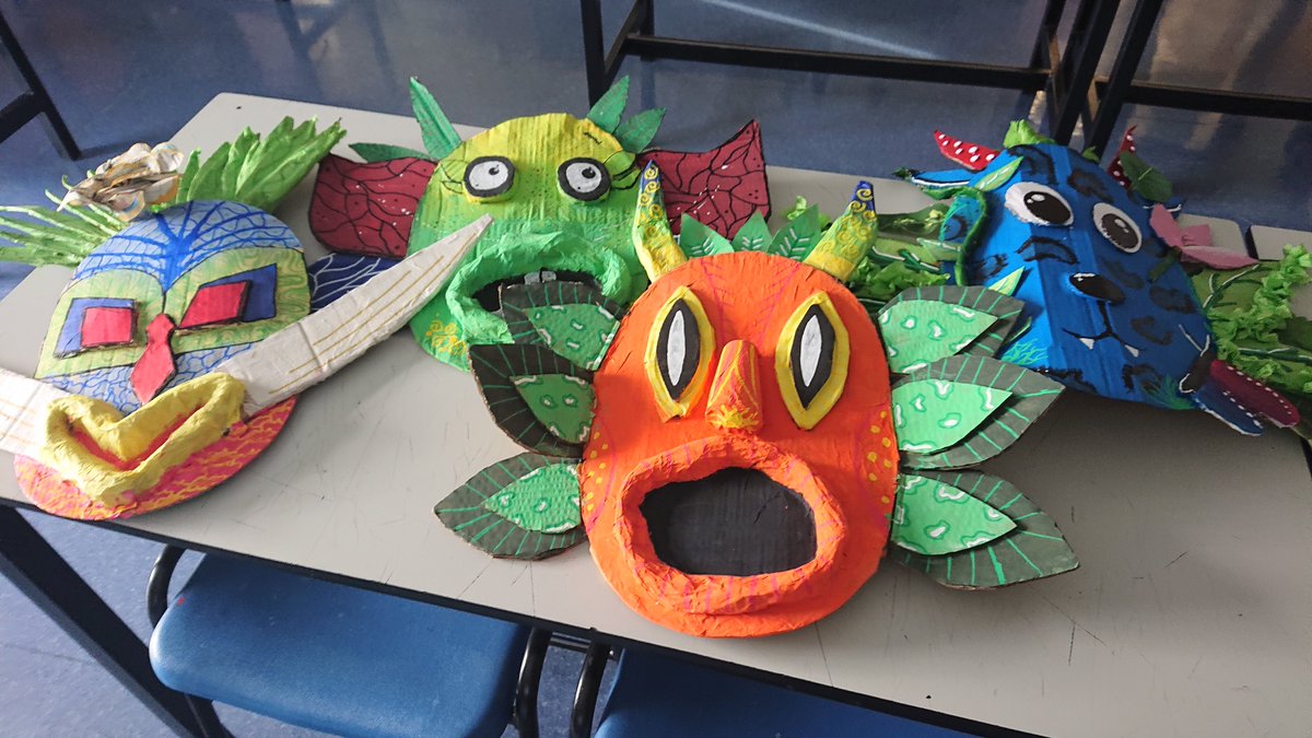 CortCreative's tweet photo. Here are just a few of 9X Boruca inspired masks @HenryCortNews well done for completing  the first rotation of your creative pathways! https://t.co/CnkhznameG