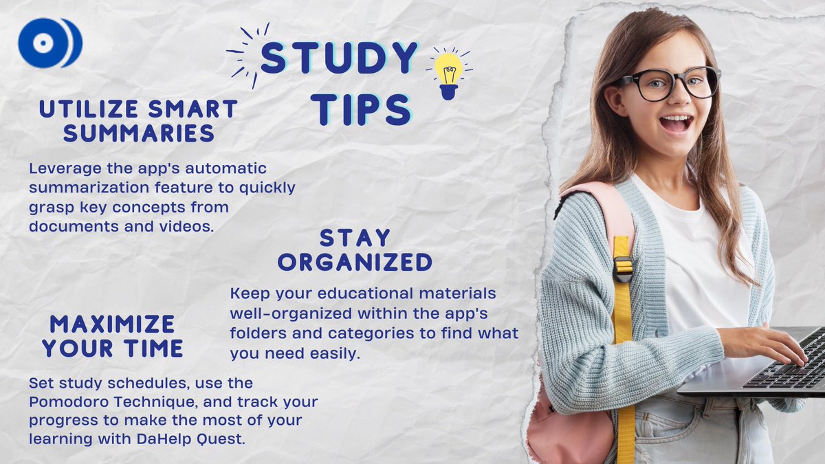 developerswollc's tweet image. Study smarter with DaHelp Quest: Summarize, Organize, and Maximize Your Time!🎯🚀

•
•
#AcademicSupport
#HappyUsers
#EnhancedLearning
#FreeTrial
#StudySmart
#DaHelpQuest 
#PDFChat 
#studywithDaHelpQuest 
#students 
#AceYourExams