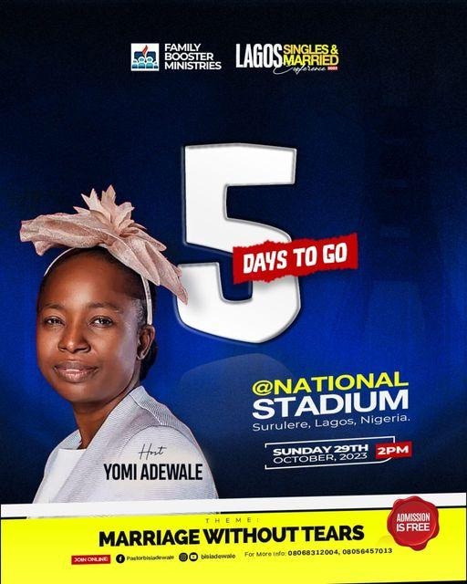 theYFCGLOBAL's tweet photo. At what stage do you think you can start praying for your marriage? Join us @ LAGOS SINGLES AND MARRIED CONFERENCE 2023  tagged MARRIAGE WITHOUT TEARS
#LagosSinglesAndMarriedConference 
@yomibisiadewale 
@bisiadewale https://t.co/5tcASIxPyT