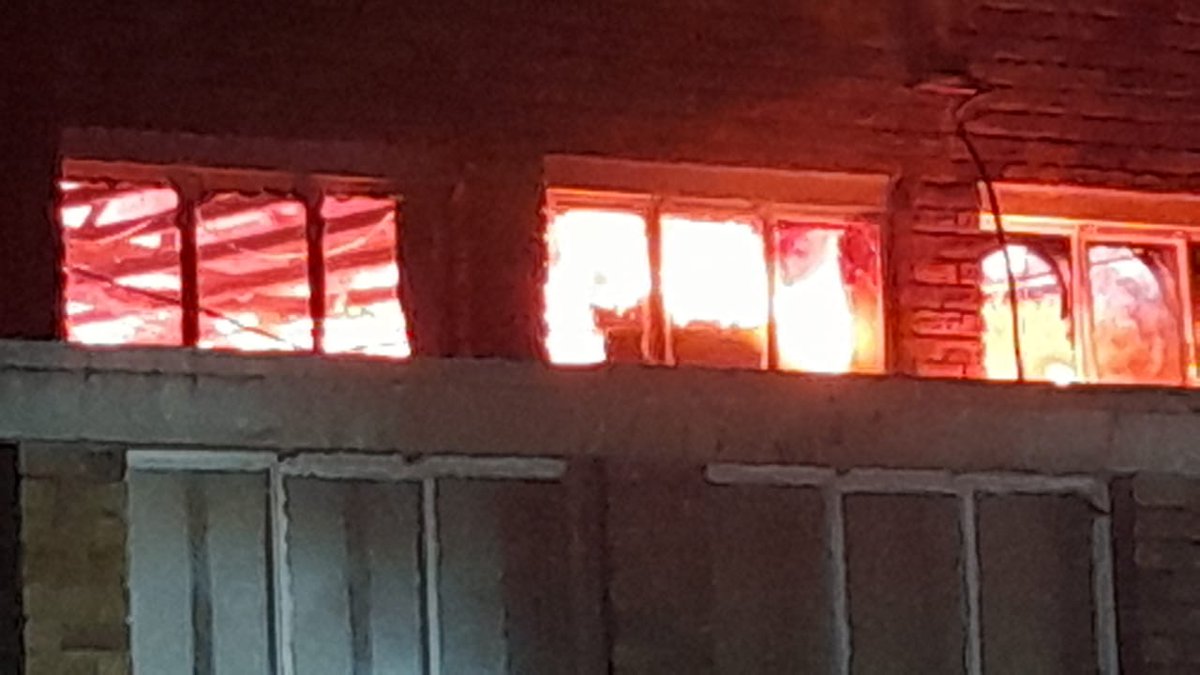 Lichtenburg Town Hall on fire.