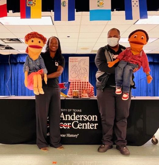 Thanks, @boonelementary, for letting @MDAndersonNews puppets help your #BooneBears put a cap on drugs like tobacco and vaping this #RedRibbonWeek . Together, we can #EndCancer.  #TobaccoFree
