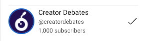 Huuuuge moment 🥹

My humble podcast <a href="/CreatorDebates/">Creator Debates</a> just hit 1,000 YouTube subscribers! 

First ep launched Jan 31, 2023 for reference. 🤘