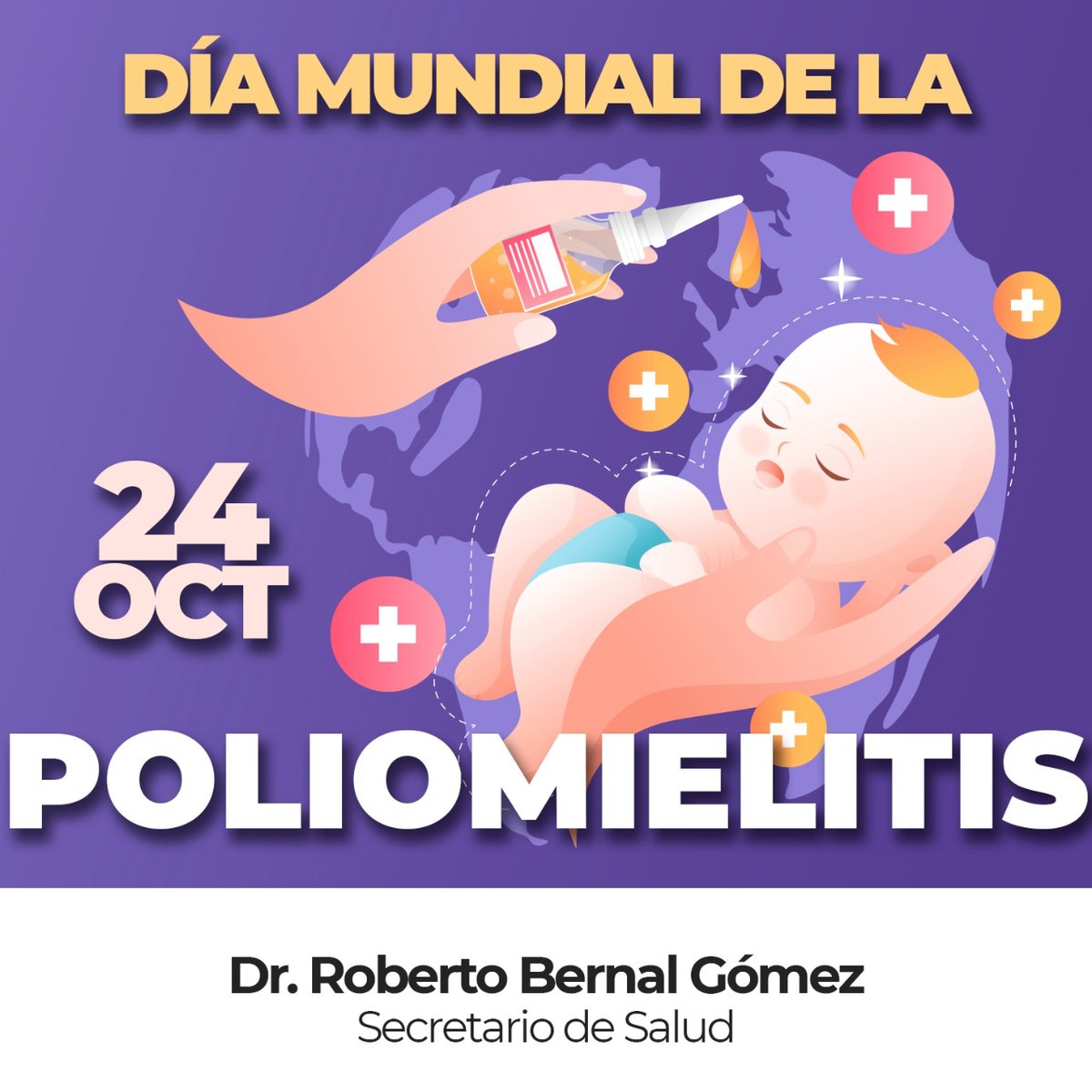 Hoy se conmemora el Día Mundial contra la Polio, una enfermedad contagiosa que puede producir parálisis irreversible. Para continuar libres de esta enfermedad, todas las personas deben vacunarse desde la niñez. En México, pueden acudir a su unidad de salud para recibir la vacuna.