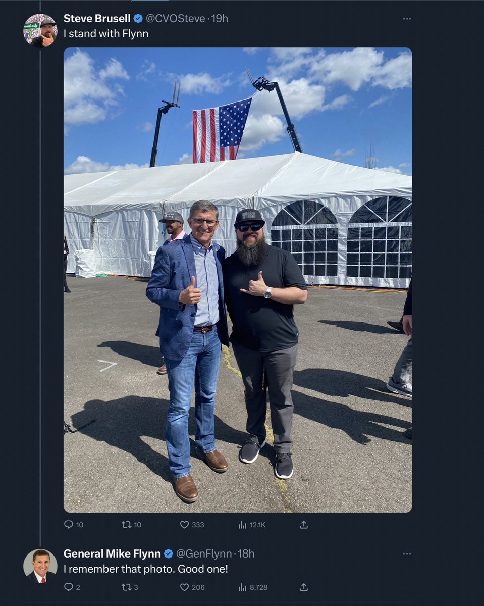 jimstewartson's tweet photo. Mike Flynn is mad because his cult is turning on him—like this fellow who claims that “Flynn and the CIA fooled the American people” and says Lin Wood “found himself in a CIA black op” run by Flynn to “control the child harvesting story.”

Flynn’s leopard is eating his face. 🍿😂 https://t.co/vH1G5VPAZ2