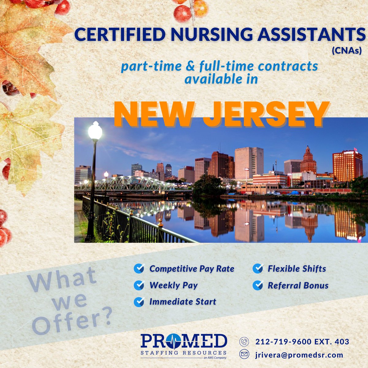 Join us today and let ProMed Staffing Resources be your #partner as you grow in your #career.Contact Jorell Rivera at (212) 719-9600 or email your resume to jrivera@promedsr.com to get matched
 
#cna #longtermcare #longetrmcarefacilities #ltc  #cnajobs #promed #promedsr