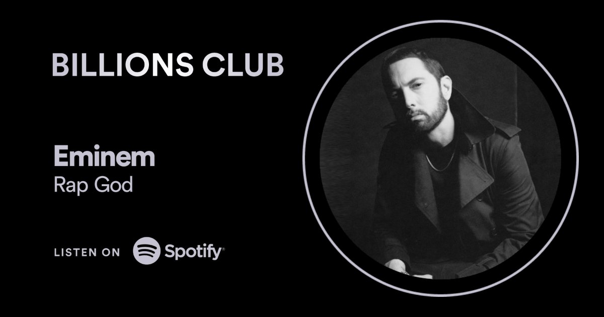 #RapGod hit 1 billion on @Spotify! 💥 spotify.link/billionsclub @Eminem #MMLP2