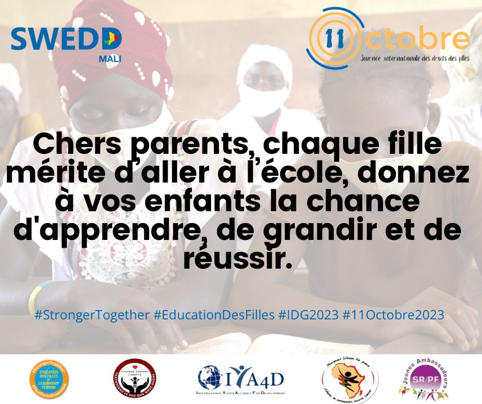 Iya4D's tweet photo. L'éducation des filles brise le cycle de la pauvreté et favorise le développement.
#StrongerTogether #EducationDesFilles #IDG2023 #11octobre2023 https://t.co/69Cz1Cebzg