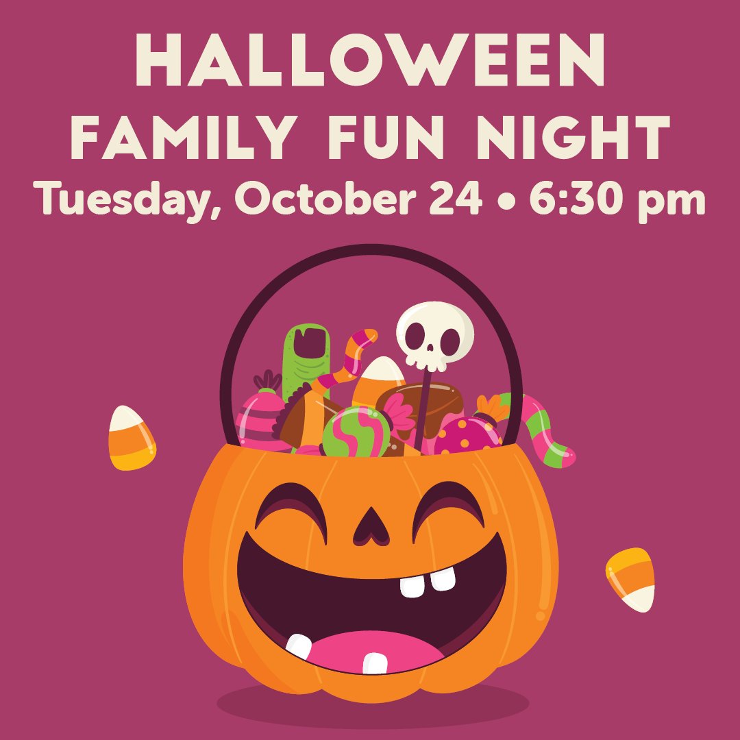 Rain or stars, we will be in the library's meeting room to have a spooktacular time! Halloween Family Fun Night is still happening tonight (10/24) at 6:30 pm! Put on your Halloween costumes and join us in the meeting room for tricks, treats, games, and fun!