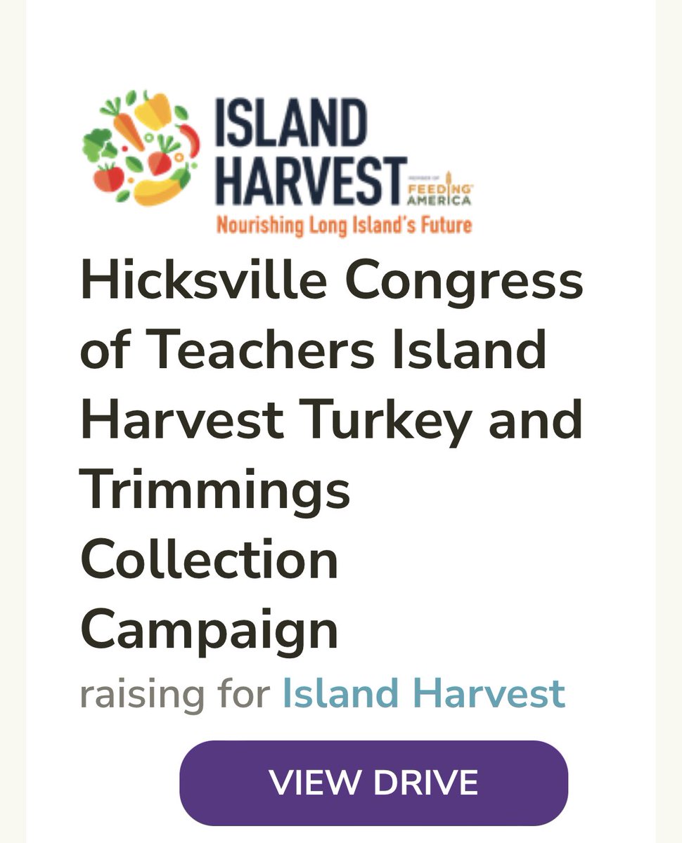 The HCT Virtual Food Drive is here! Island Harvest supports families, students and veterans  across Long Island who are food insecure. Click the link to help 🍲 tinyurl.com/bdde4ryp