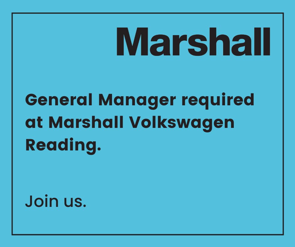General Manager required at Marshall #Volkswagen #Reading. Join us.

To find out more and to apply online see &gt;
ce0572li.webitrent.com/ce0572li_webre… #jobs