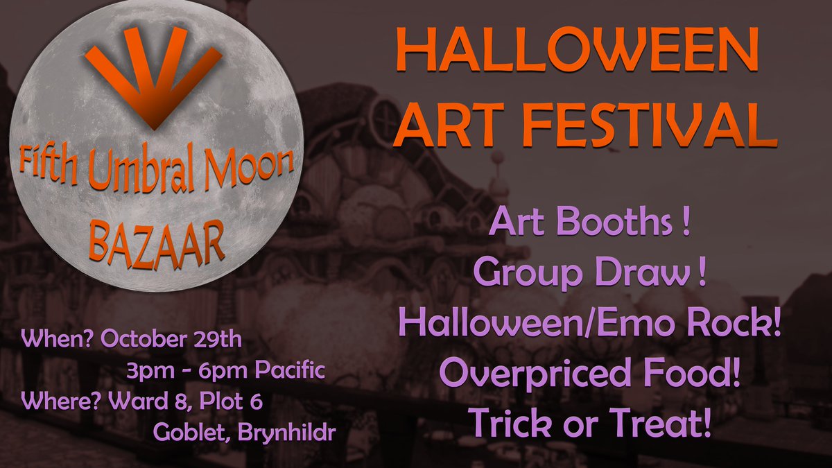 Prancing_Moogle's tweet photo. The Fifth Umbral Moon Bazaar returns this Sunday!
Come visit our artists booths, get some overpriced pixel food, and enjoy the music!
Sunday October 29
3p-6p Pacific
Crystal > Brynhildr
Goblet W8 P6
#FFXIV #FF14 #PlayerEvents #PrancingMoogle
๐๐ Extra Info below! ๐๐ https://t.co/NmJ283ibMj