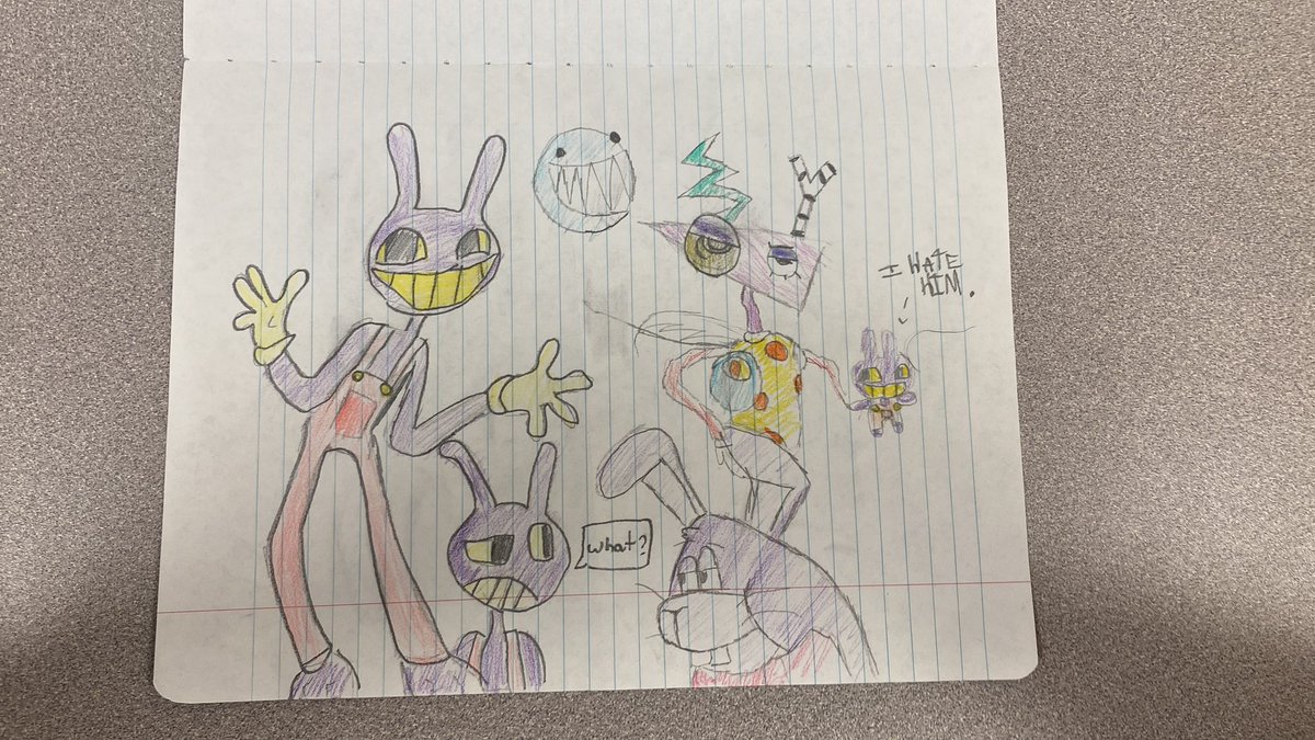 nostrural's tweet photo. I draw at times 

I hate him 

#TheAmazingDigitalCircus 
#BonnieFNAF https://t.co/zBHwShDhOg