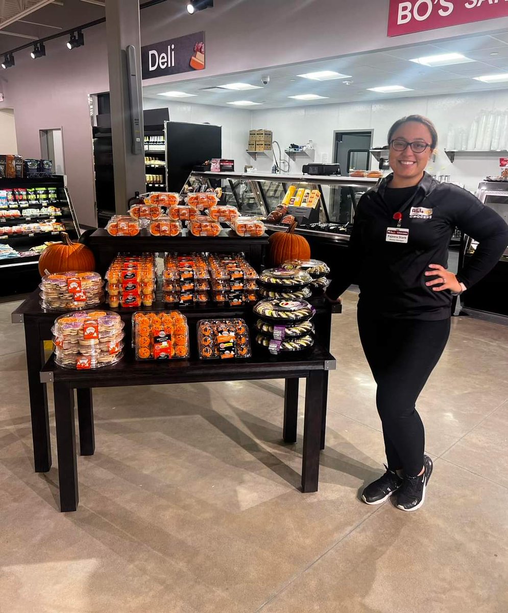 Emili our Produce Manager has a special deal for you. Carving Pumpkins on sale for $1, while supplies last! Also, Fajeera our Bakery Manager has plenty of Halloween themed cupcakes and cookies just in time for your Halloween parties this weekend. Come grab you a case today!