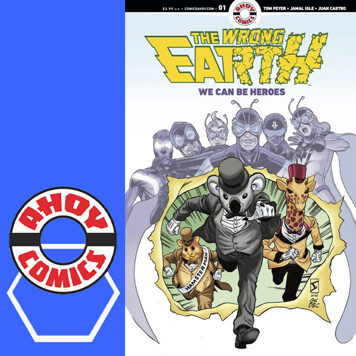 GeekyBrummie's tweet photo. Our next comic #OnTheRadar is #TheWrongEarth #WeCanBeHeroes #1 by @tompeyer @JAMALIGLE @juancastroinker #LeeLoughridge and #RobSteen from @AhoyComicMags - pick up this first issue of a two-issue anniversary celebration of AHOY’s first hit series ^KB https://t.co/cPPPgBOmIq https://t.co/QXAnDDOogz