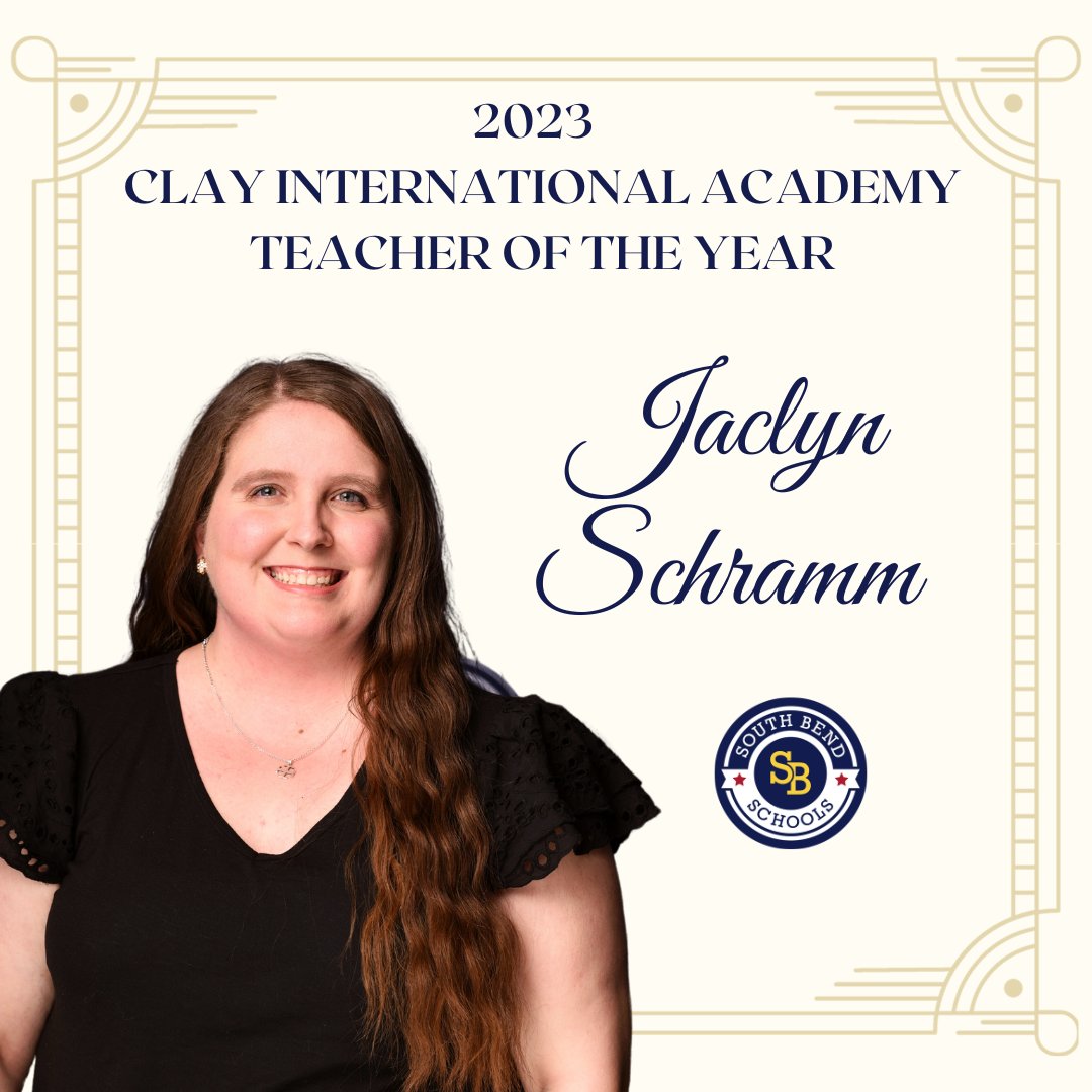 Let's recognize another Teacher of the Year honoree, Jaclyn Schramm! 👏 She is a kindergarten teacher at Clay International Academy. Congrats, Jaclyn! Thank you for your hard work and dedication towards our students!