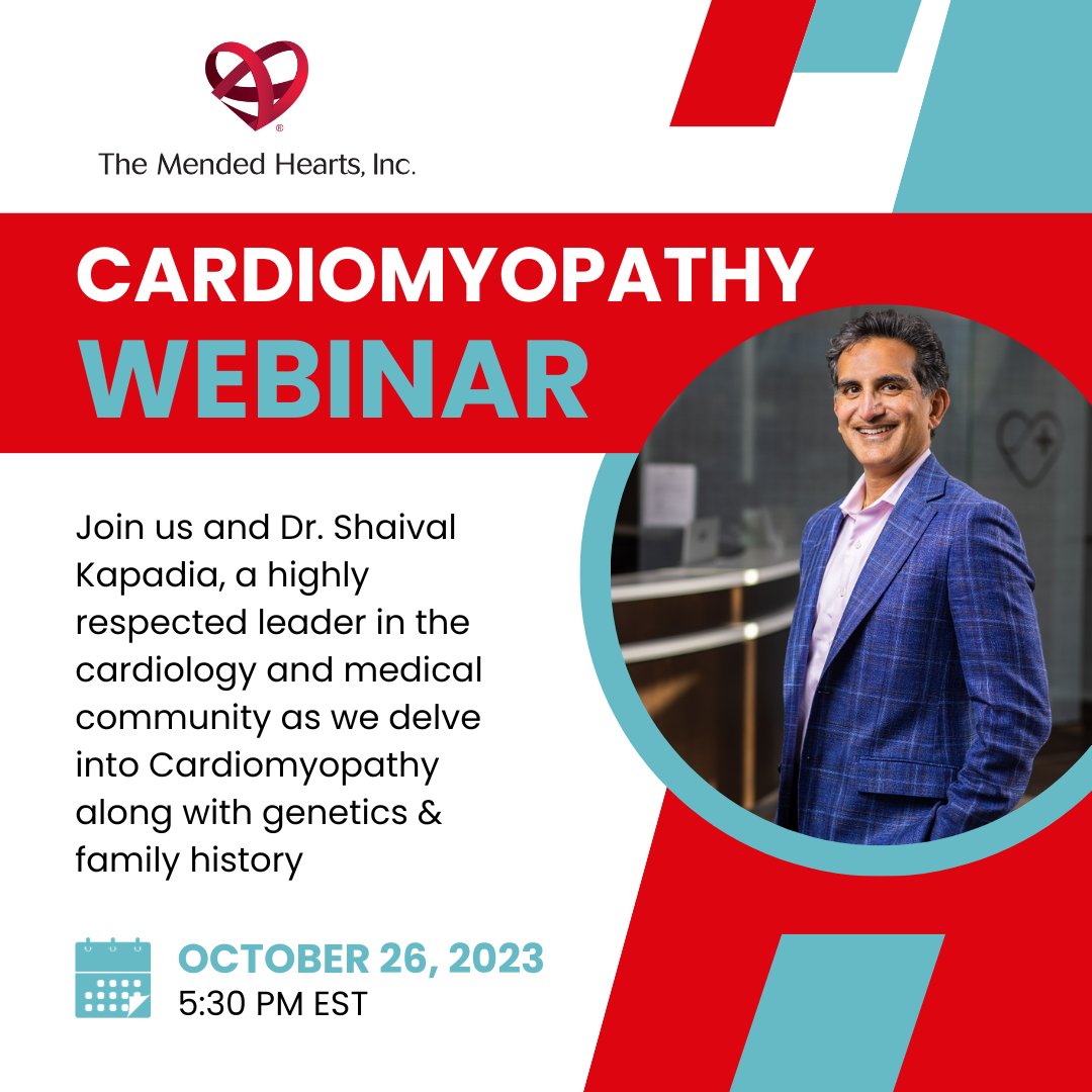 Join us and guest speaker Dr. Shaival Kapadia on October 26th at 5:30 PM EST for an engaging discussion on Cardiomyopathy and Genetic family history. Visit the link below to register. 🔗us06web.zoom.us/webinar/regist…