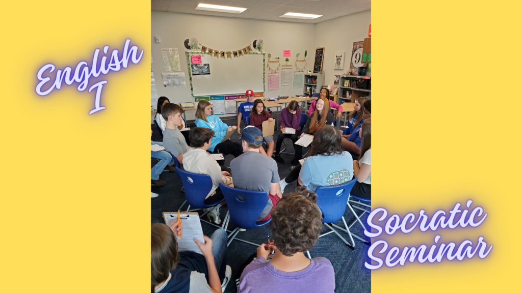 Mrs. Eubanks’s English I Honors students enjoy their first Socratic Seminar.