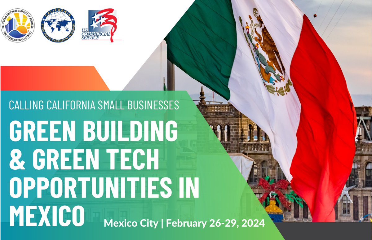 Mexico is moving rapidly towards #GreenConstruction! Register to participate in #BusinessMatchmaking meetings w/#Mexican companies interested in doing business with sustainable construction suppliers

Info: rb.gy/os7zvv
Reg: rb.gy/h02m7

#GOBizInternational