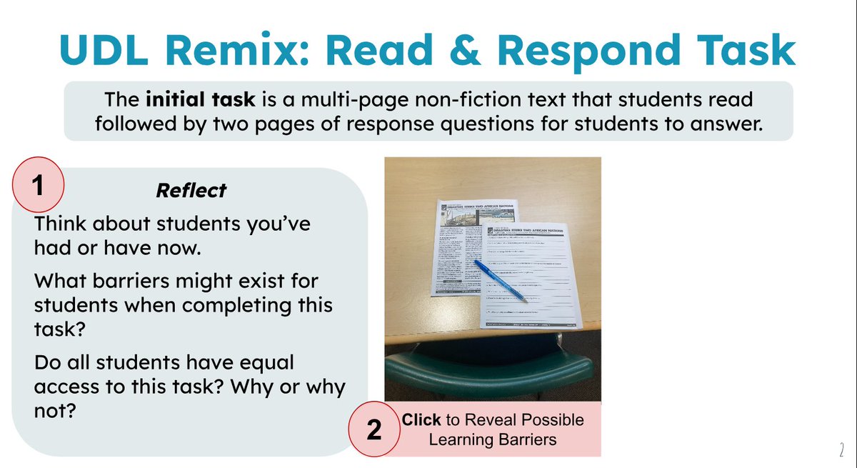 UG Educators, explore this week's #GoodForAll share where we look at a read and respond task and how it can be remixed using principles of UDL to build accessibility for our learners. Visit the #GoodForAll site.
sites.google.com/ugcloud.ca/eit… <a href="/ugdsb/">Upper Grand DSB</a> @UGExperiential