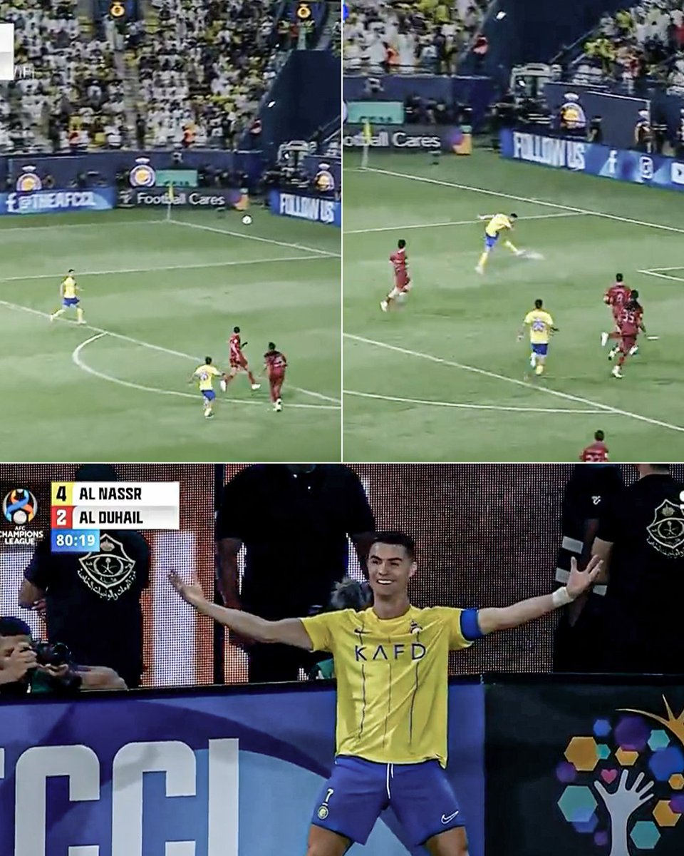 CRISTIANO RONALDO FIRST TIME VOLLEY OUT OF THE AIR FOR HIS AFC CHAMPIONS LEAGUE BRACE.

TWO GOLAZOS.

38 YEARS OLD 🐐🍷