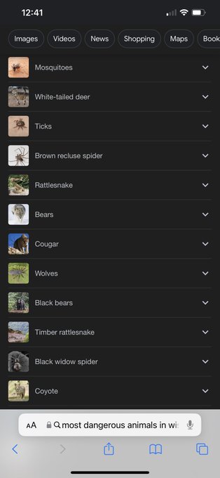 I asked google what the most dangerous animals in Wisconsin are and look at what it said. Can&rsquo;t trust