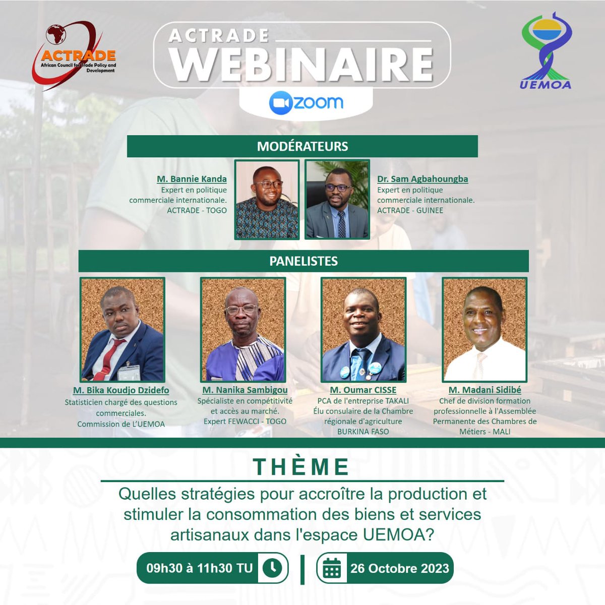 ACTRADE's tweet photo. #ACTRADE_WEBINAIRE

Pour participer au Webinaire sur le Consommer local, veuillez vous inscrire à travers le lien suivant : https://t.co/muCNHMF8iV 

@UEMOA_Officiel #Commerlocal https://t.co/UQHezYl1o8
