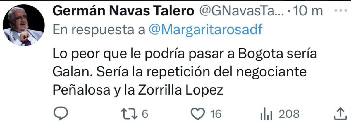 RicardoRuiz_'s tweet image. "Zorrilla" le dice a la Alcaldesa, una de muchas veces que irrespeta a la mujer. Durante muchos años, el Polo Democrático respaldó a este misógino.

Recuerdo que hace varios meses Navas Talero me bloqueó ante una crítica y a partir de ahí me perdí de este tipo de comentarios.