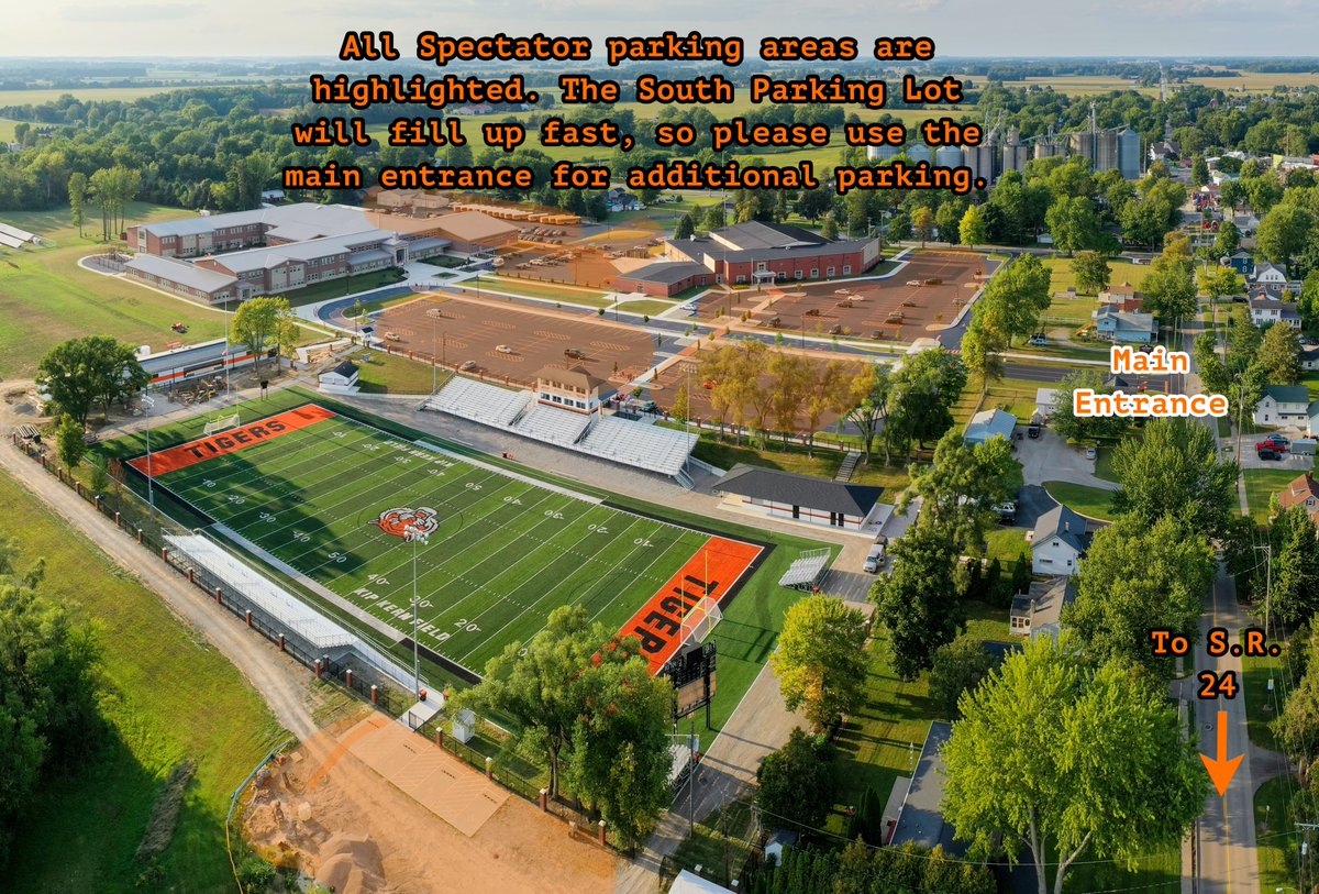 ElmwoodRoyals's tweet photo. Parking info for the Playoff game on Friday (10/27): The Upper South Parking Lot will be first come, first served. All other spectators can park in Lots 1, 2, 3, 4, 5, or 6. (The Lower South Parking Lot will not be used. It is just a field that is overgrown) https://t.co/zJuPuZ1Lac