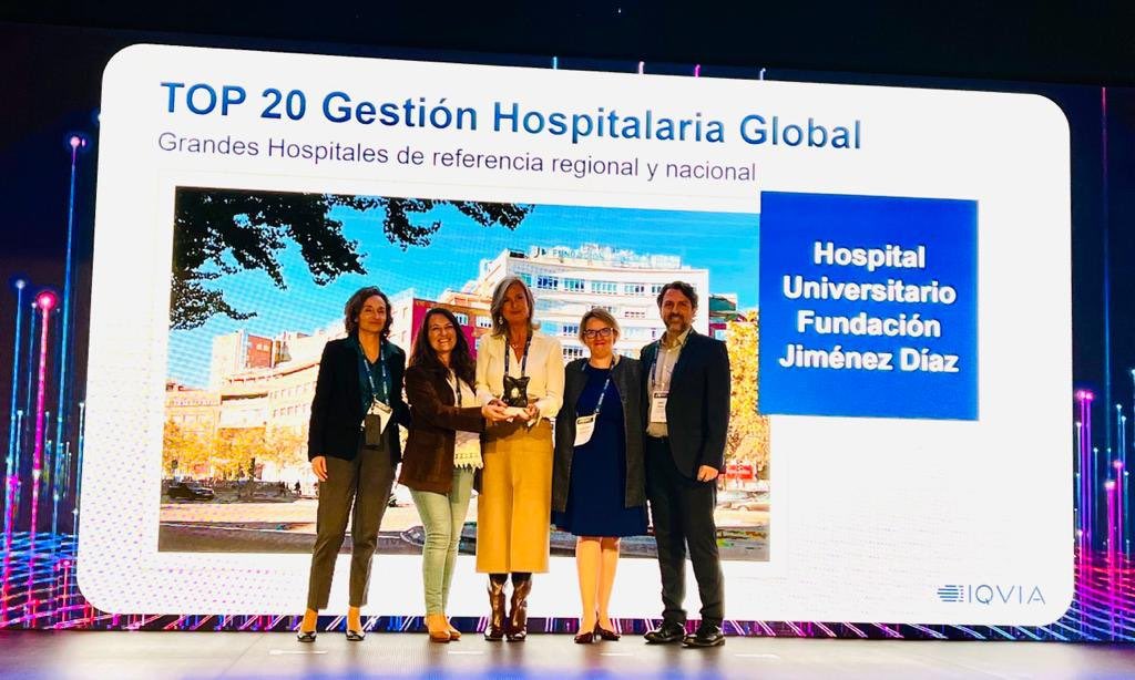 ¡Enhorabuena a todo el #EquipoFJD! 
Hoy hemos recibido en los #IQVIAHospitalesTOP20 el premio al hospital con mejor Gestión Hospitalaria Global en la categoría “Grandes Hospitales de referencia regional y nacional”. @Hospital_FJD @IQVIA_Spain (1/3)