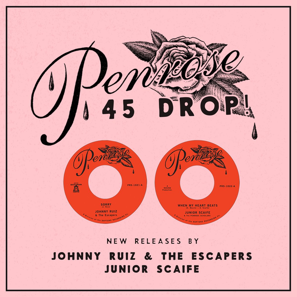 45 DROP • Today we introduce two new 45s available now for pre-order. Listen/Order: ♦️Johnny Ruiz & The Escapers - daptone.ffm.to/johnnyruiz.OTW ♦️Junior Scaife - daptone.ffm.to/juniorscaife.O…