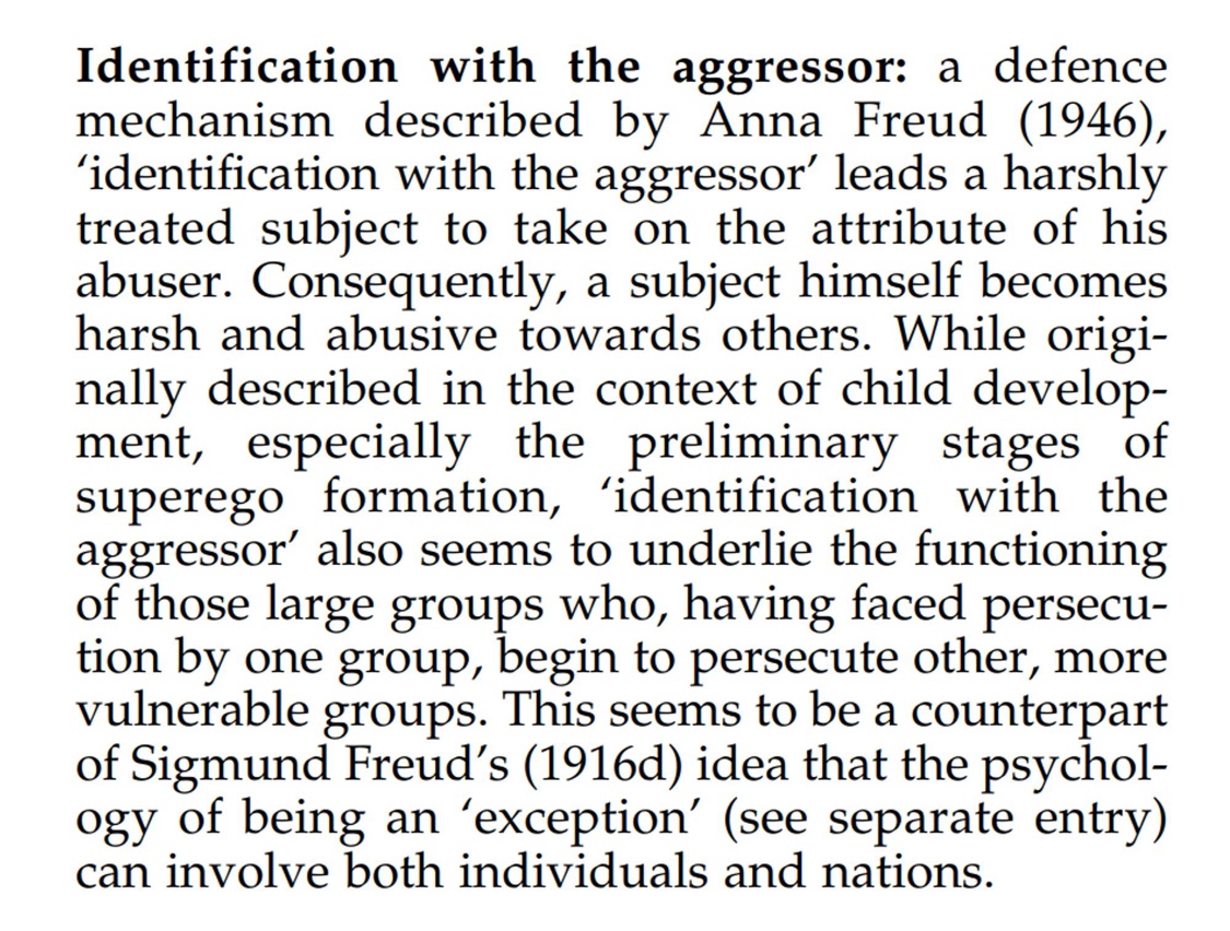 What is ‘identification with the aggressor’?