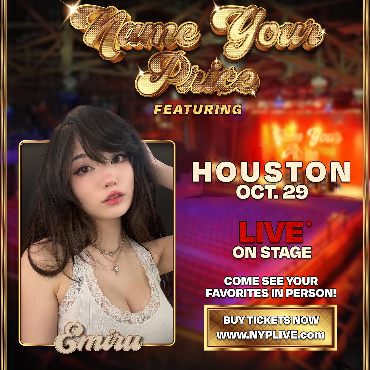 NAME YOUR PRICE HOUSTON, TX 4TH CONTESTANT @emiru COME SEE US LIVE IN PERSON ON OCTOBER 29TH TICKETS- bit.ly/HoustonNYP