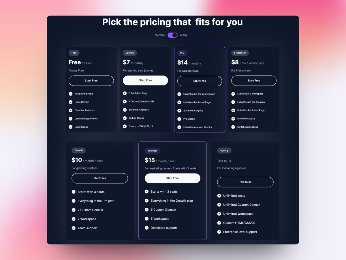 Hi friends!

We've made some significant changes to lindoai.com pricing structure, and the results are promising.

New Pricing: lindoai.com/pricing

In the past, we offered six different plans, but we found that this was causing confusion among our users. So,