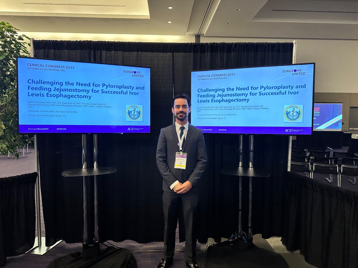 Proud to have presented our work on Ivor Lewis Esophagectomies at the @AmCollSurgeons Clinical Congress. @acsprchapter @UPRGenSurg @LatinoSurgery #ACSCC2023