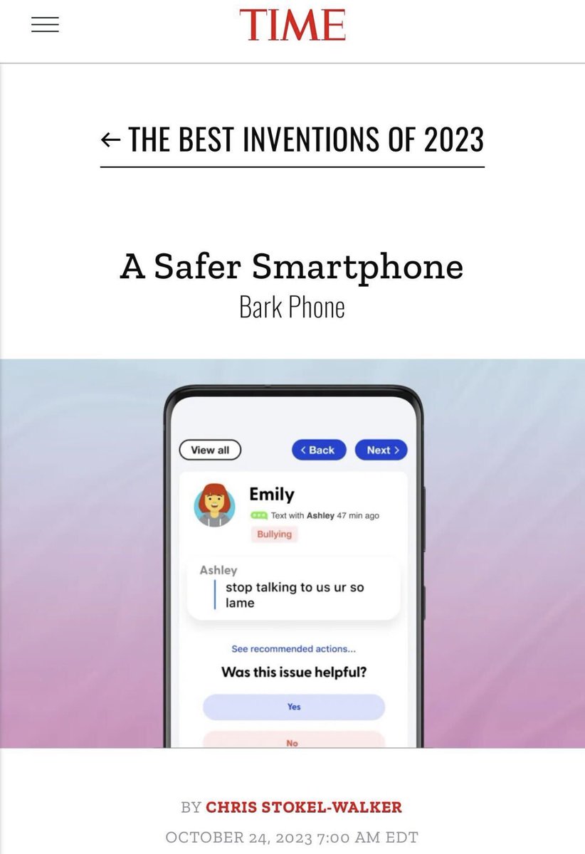 The Bark Phone make Time’s Best Invention of 2023 List! 

Amazing! 

#TIMEBestInventions 

<a href="/barktechco/">Bark</a> <a href="/TIME/">TIME</a>