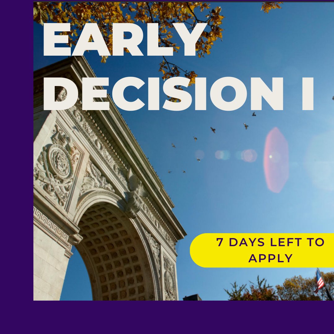 We are just SEVEN days away from the EDI deadline! Best of luck, #nyu2028! You've got this! 💜